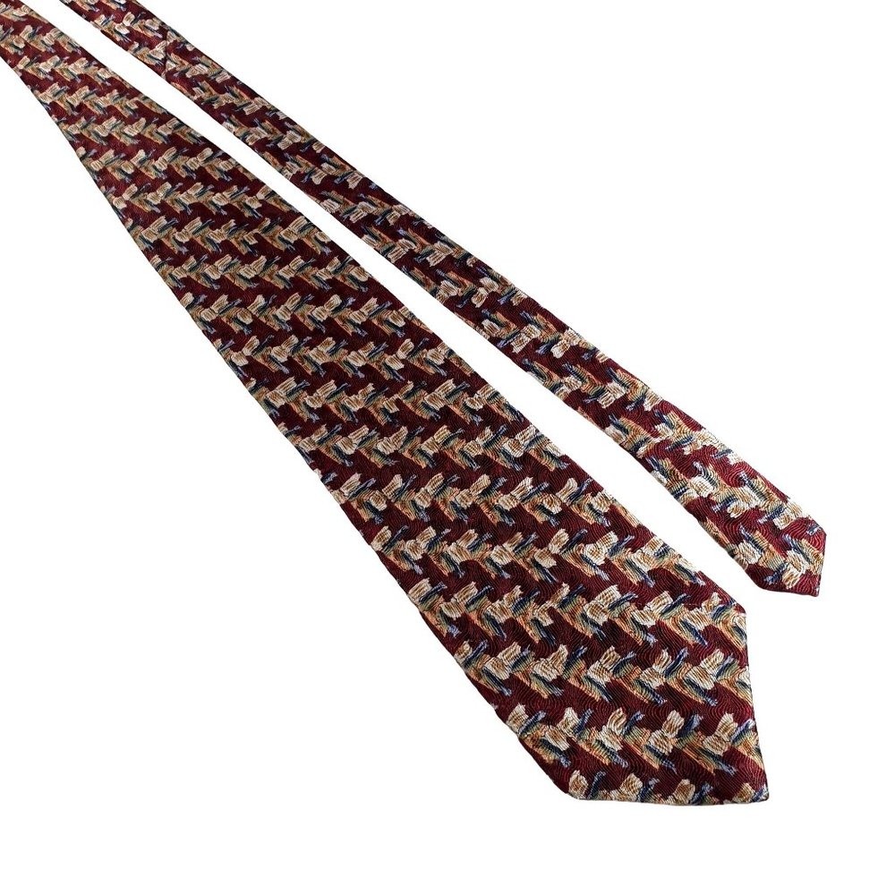 J Garcia Mens Designer Necktie Vintage Collectors Edition Maroon Blue Office